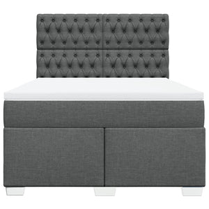 Κρεβάτι Boxspring με Στρώμα Σκούρο Γκρι 140x200 εκ Υφασμάτινο - Pakobazaar
