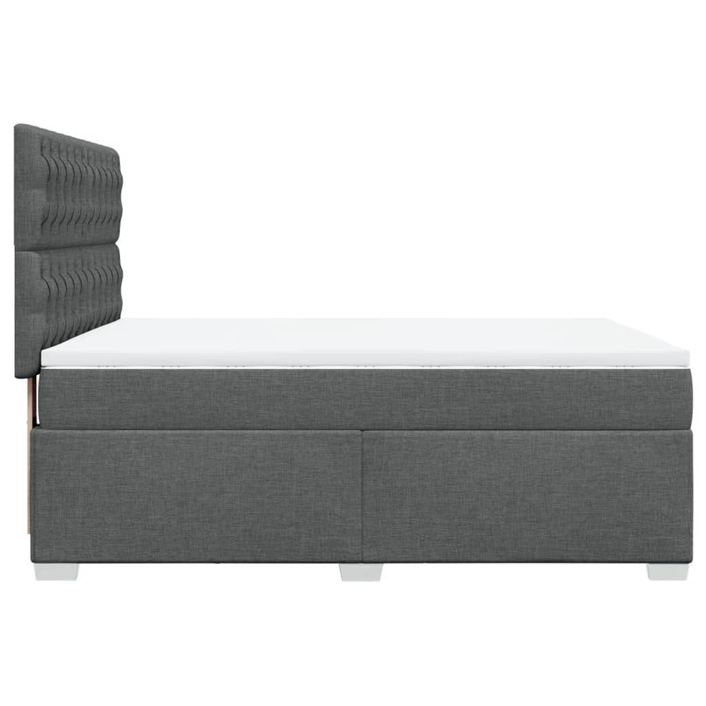 Κρεβάτι Boxspring με Στρώμα Σκούρο Γκρι 140x200 εκ Υφασμάτινο - Pakobazaar