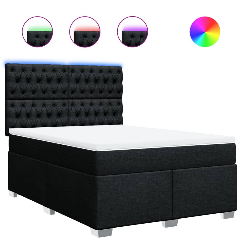 Κρεβάτι Boxspring με Στρώμα Μαύρο 140x200 εκ. Υφασμάτινο - Pakobazaar