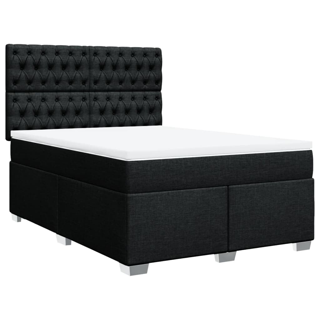 Κρεβάτι Boxspring με Στρώμα Μαύρο 140x200 εκ. Υφασμάτινο - Pakobazaar