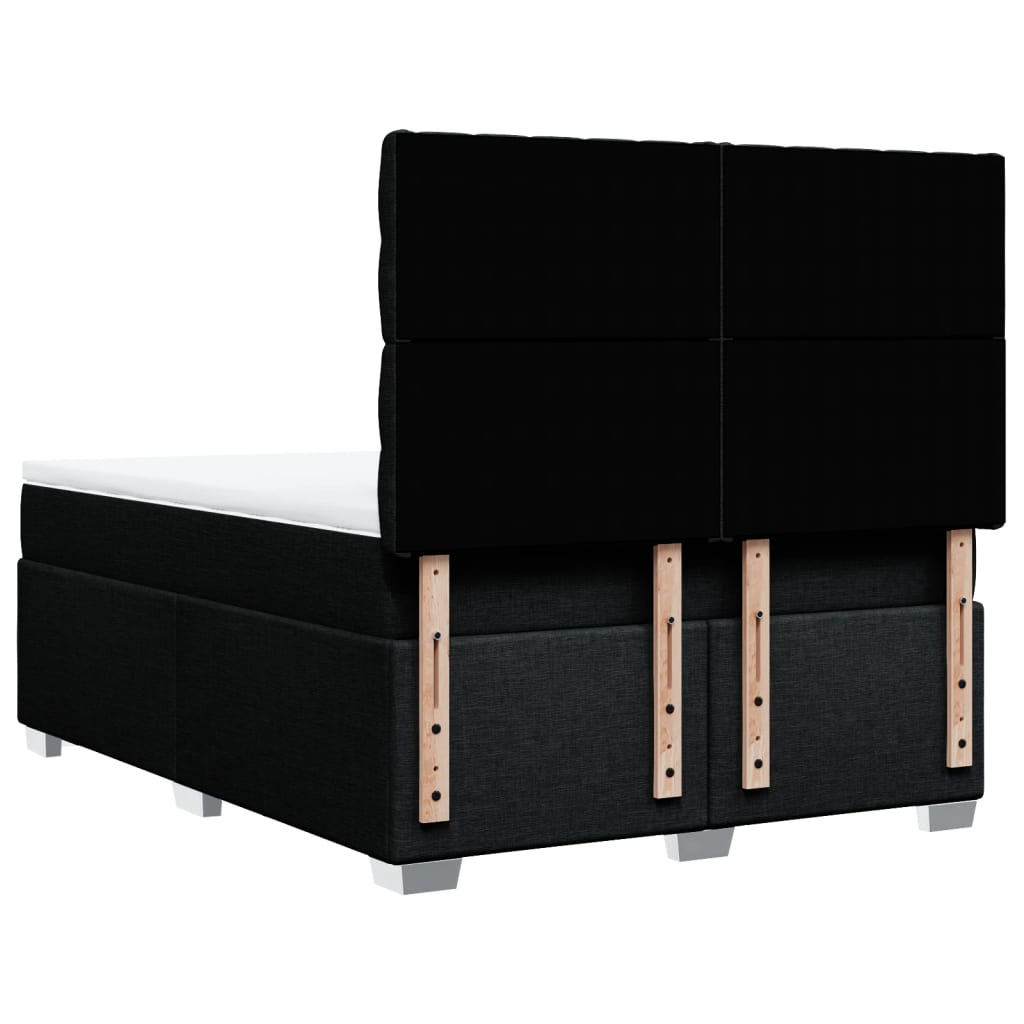 Κρεβάτι Boxspring με Στρώμα Μαύρο 140x200 εκ. Υφασμάτινο - Pakobazaar