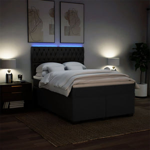 Κρεβάτι Boxspring με Στρώμα Μαύρο 140x200 εκ. Υφασμάτινο - Pakobazaar