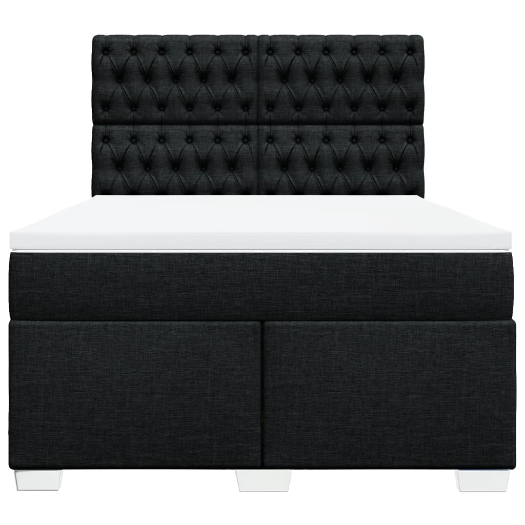 Κρεβάτι Boxspring με Στρώμα Μαύρο 140x200 εκ. Υφασμάτινο - Pakobazaar