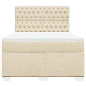 Κρεβάτι Boxspring με Στρώμα Κρεμ 140x200 εκ. Υφασμάτινο - Pakobazaar
