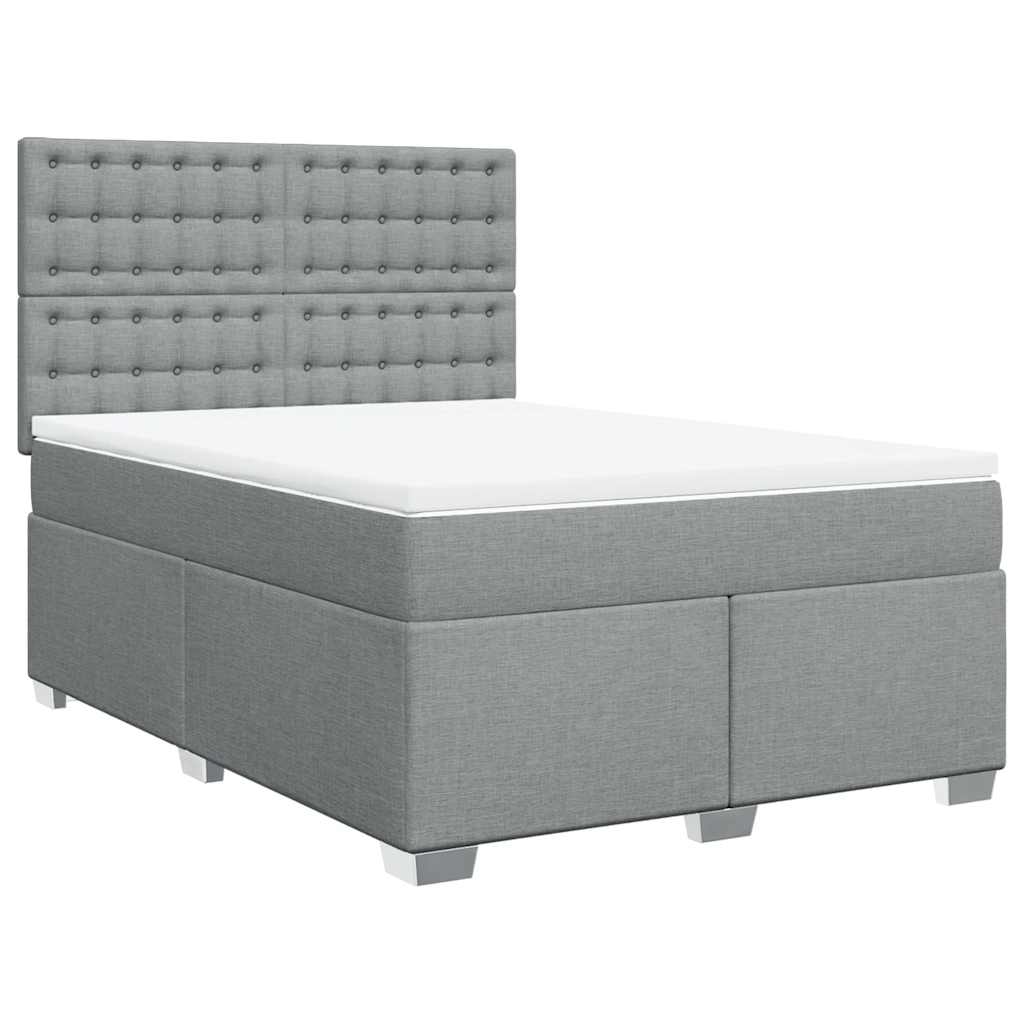 Κρεβάτι Boxspring με Στρώμα Ανοιχτό Γκρι 140x200 εκ. Υφασμάτινο