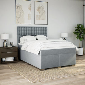 Κρεβάτι Boxspring με Στρώμα Ανοιχτό Γκρι 140x200 εκ. Υφασμάτινο