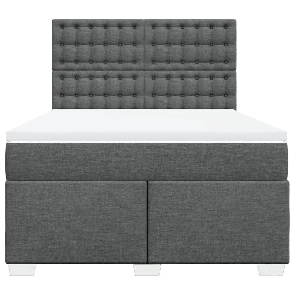 Κρεβάτι Boxspring με Στρώμα Σκούρο Γκρι 140x200 εκ Υφασμάτινο