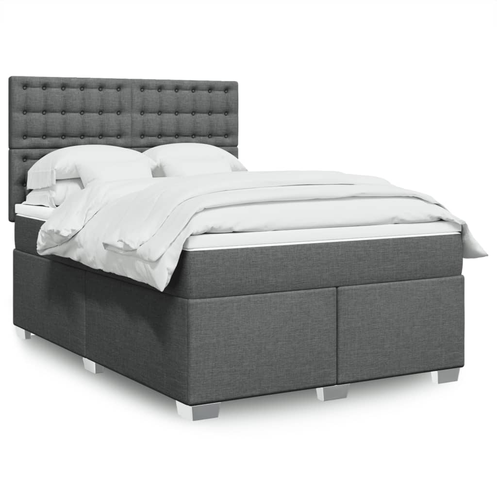 Κρεβάτι Boxspring με Στρώμα Σκούρο Γκρι 140x200 εκ Υφασμάτινο