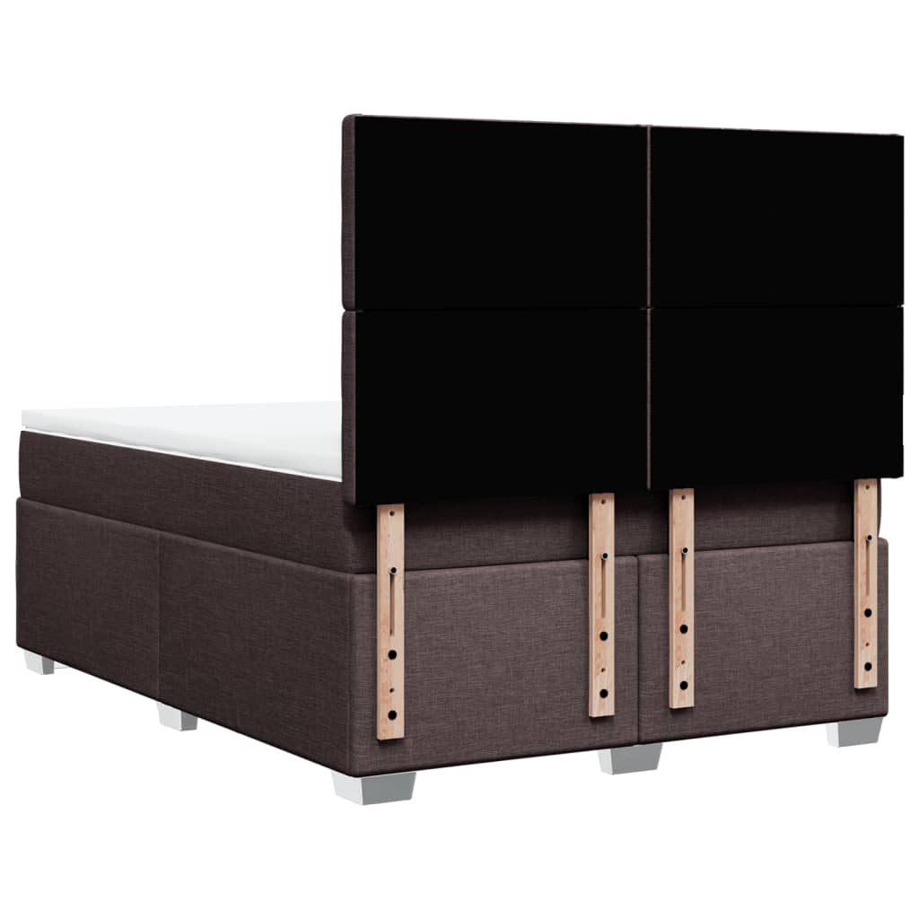Κρεβάτι Boxspring με Στρώμα Σκούρο Καφέ 140x200 εκ Υφασμάτινο - Pakobazaar