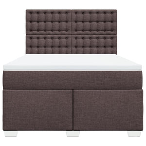Κρεβάτι Boxspring με Στρώμα Σκούρο Καφέ 140x200 εκ Υφασμάτινο - Pakobazaar