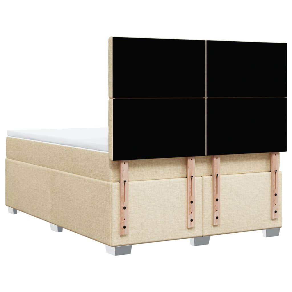 Κρεβάτι Boxspring με Στρώμα Κρεμ 140x200 εκ. Υφασμάτινο - Pakobazaar