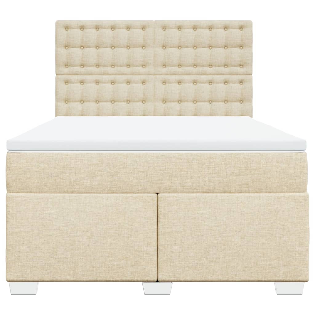 Κρεβάτι Boxspring με Στρώμα Κρεμ 140x200 εκ. Υφασμάτινο - Pakobazaar