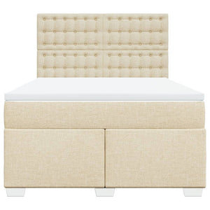 Κρεβάτι Boxspring με Στρώμα Κρεμ 140x200 εκ. Υφασμάτινο - Pakobazaar