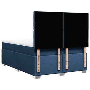Κρεβάτι Boxspring με Στρώμα Μπλε 140x200 εκ. Υφασμάτινο - Pakobazaar
