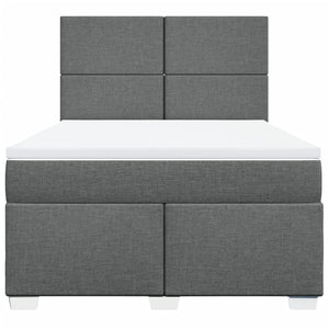 Κρεβάτι Boxspring με Στρώμα Σκούρο Γκρι 160x200 εκ Υφασμάτινο - Pakobazaar