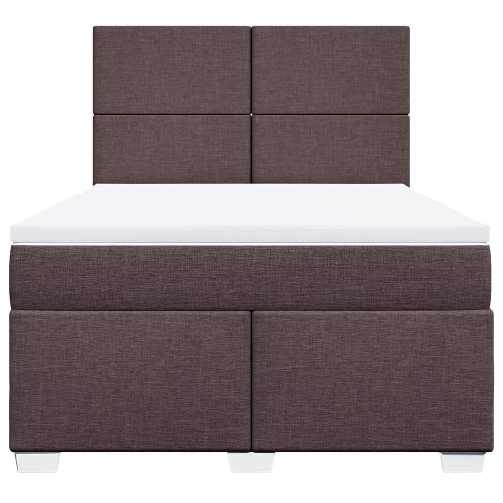 Κρεβάτι Boxspring με Στρώμα Σκούρο Καφέ 160x200 εκ Υφασμάτινο - Pakobazaar
