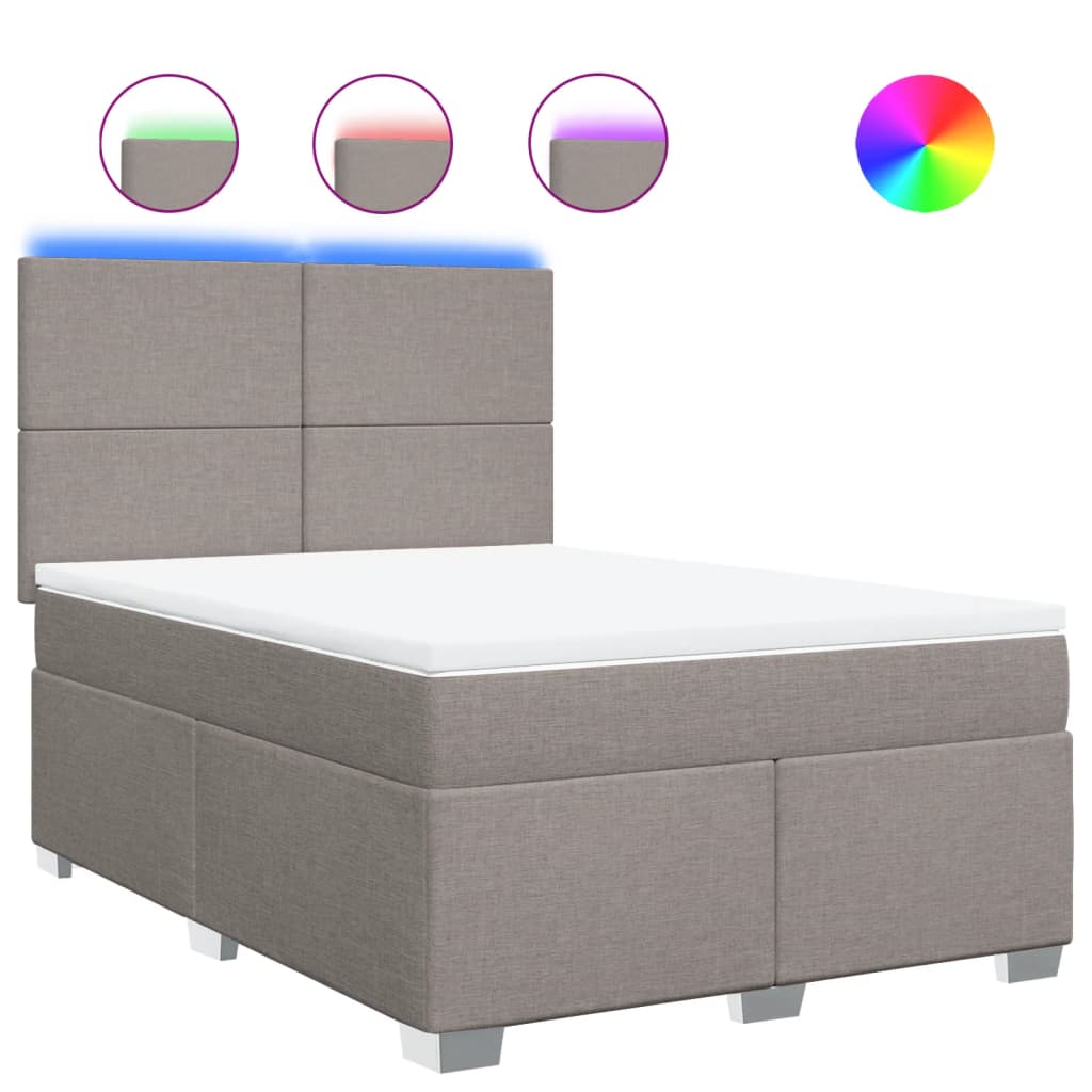 Κρεβάτι Boxspring με Στρώμα Taupe 160x200 εκ. Υφασμάτινο - Pakobazaar