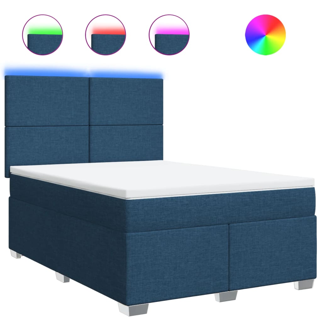 Κρεβάτι Boxspring με Στρώμα Μπλε 160x200 εκ. Υφασμάτινο - Pakobazaar