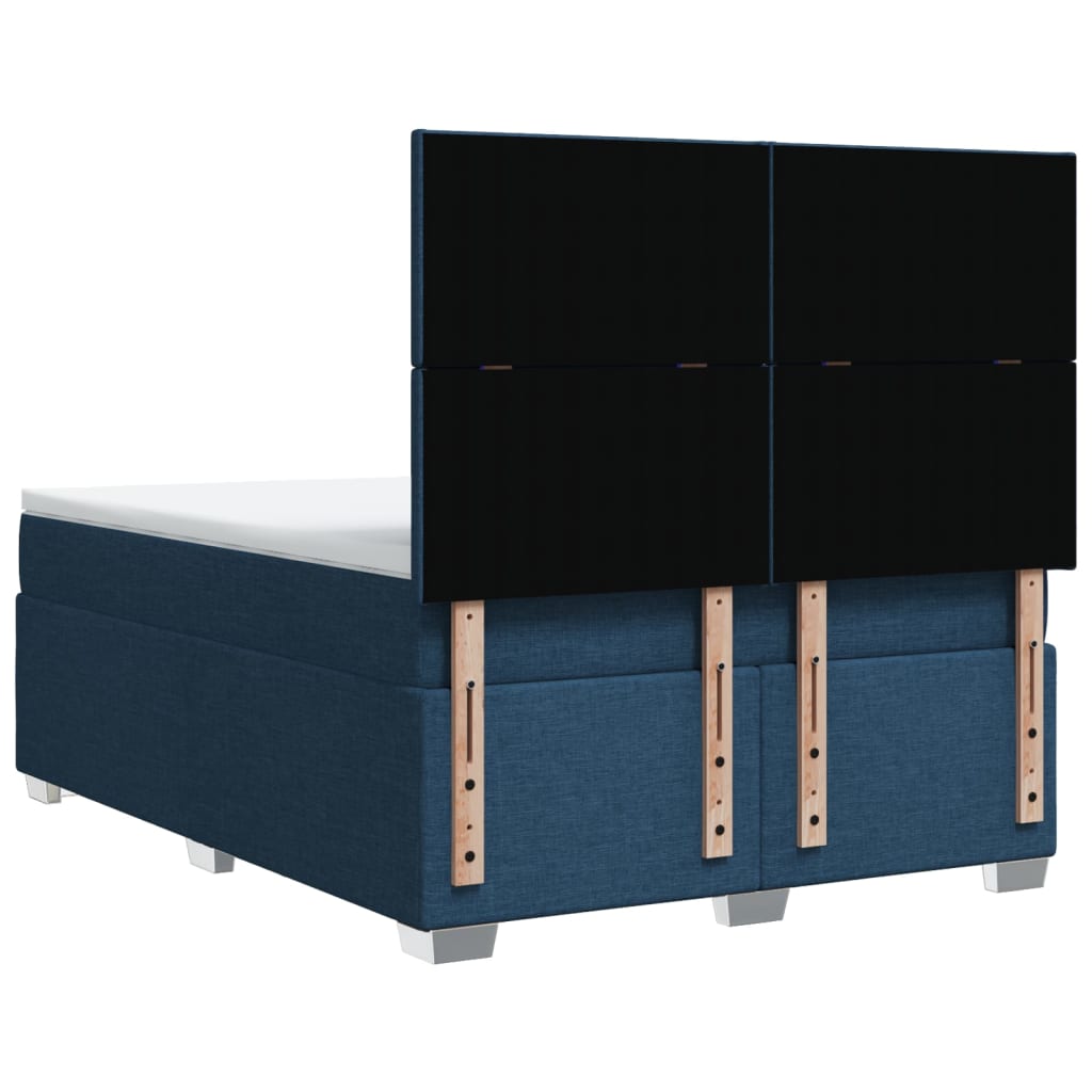 Κρεβάτι Boxspring με Στρώμα Μπλε 160x200 εκ. Υφασμάτινο - Pakobazaar