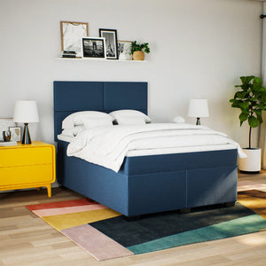 Κρεβάτι Boxspring με Στρώμα Μπλε 160x200 εκ. Υφασμάτινο - Pakobazaar