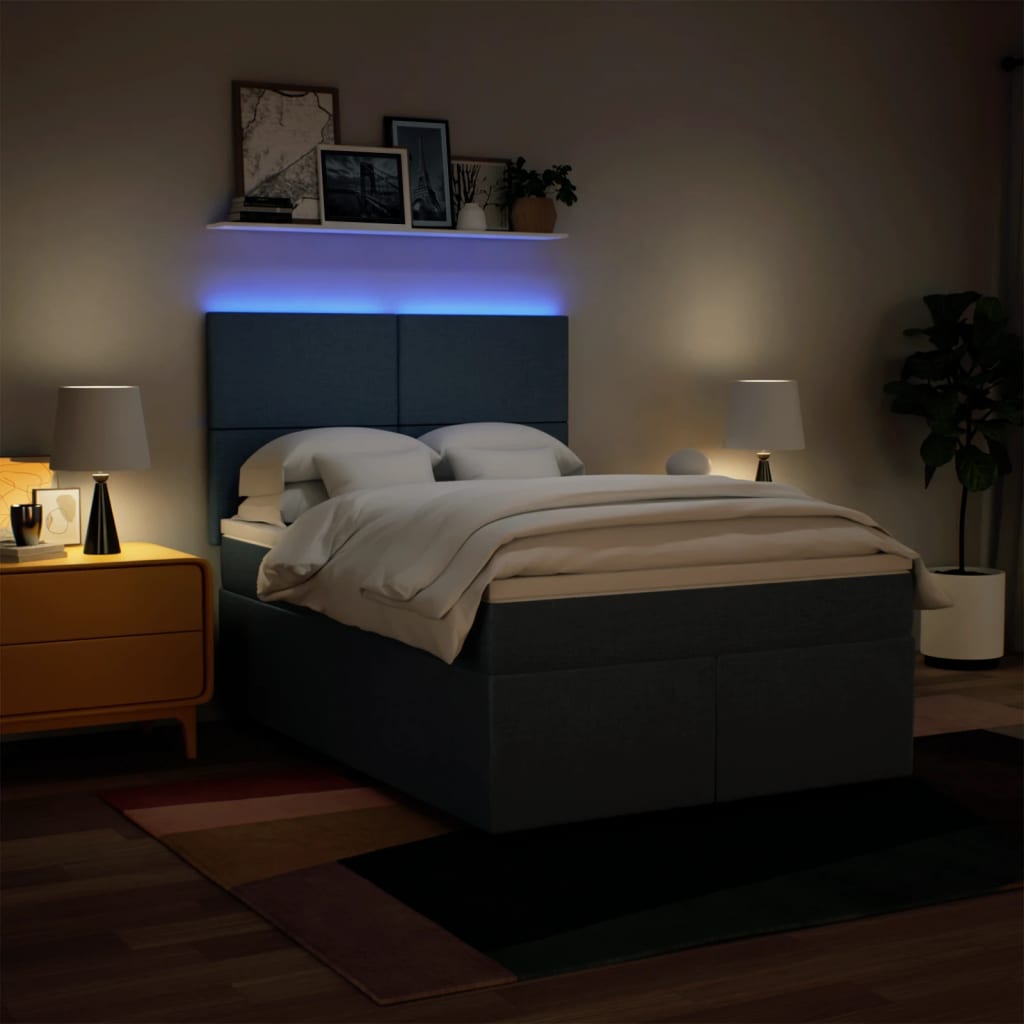 Κρεβάτι Boxspring με Στρώμα Μπλε 160x200 εκ. Υφασμάτινο - Pakobazaar