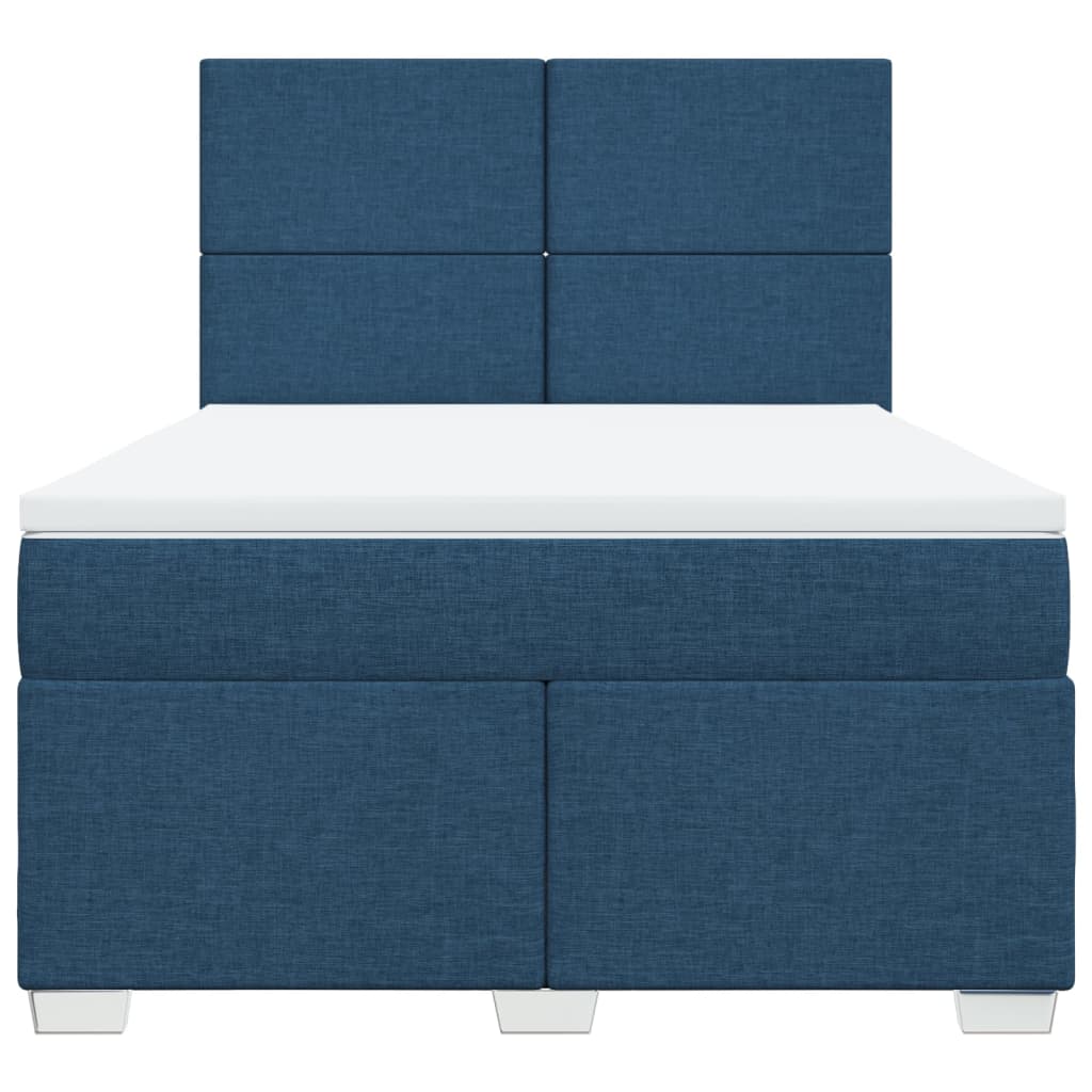 Κρεβάτι Boxspring με Στρώμα Μπλε 160x200 εκ. Υφασμάτινο - Pakobazaar