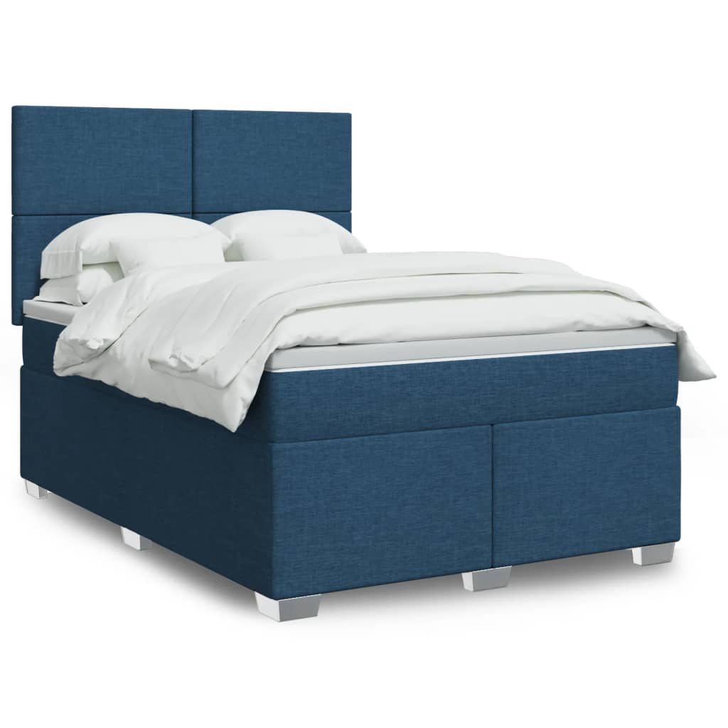 Κρεβάτι Boxspring με Στρώμα Μπλε 160x200 εκ. Υφασμάτινο - Pakobazaar