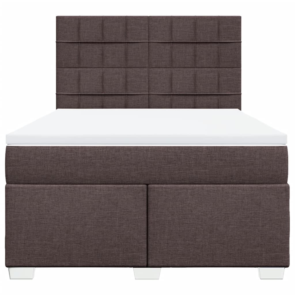 Κρεβάτι Boxspring με Στρώμα Σκούρο Καφέ 160x200 εκ Υφασμάτινο - Pakobazaar