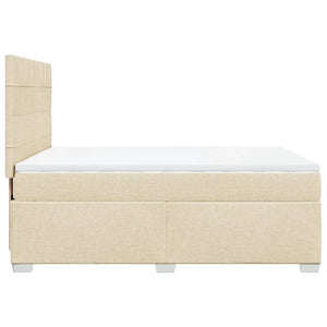 Κρεβάτι Boxspring με Στρώμα Κρεμ 160x200 εκ. Υφασμάτινο - Pakobazaar