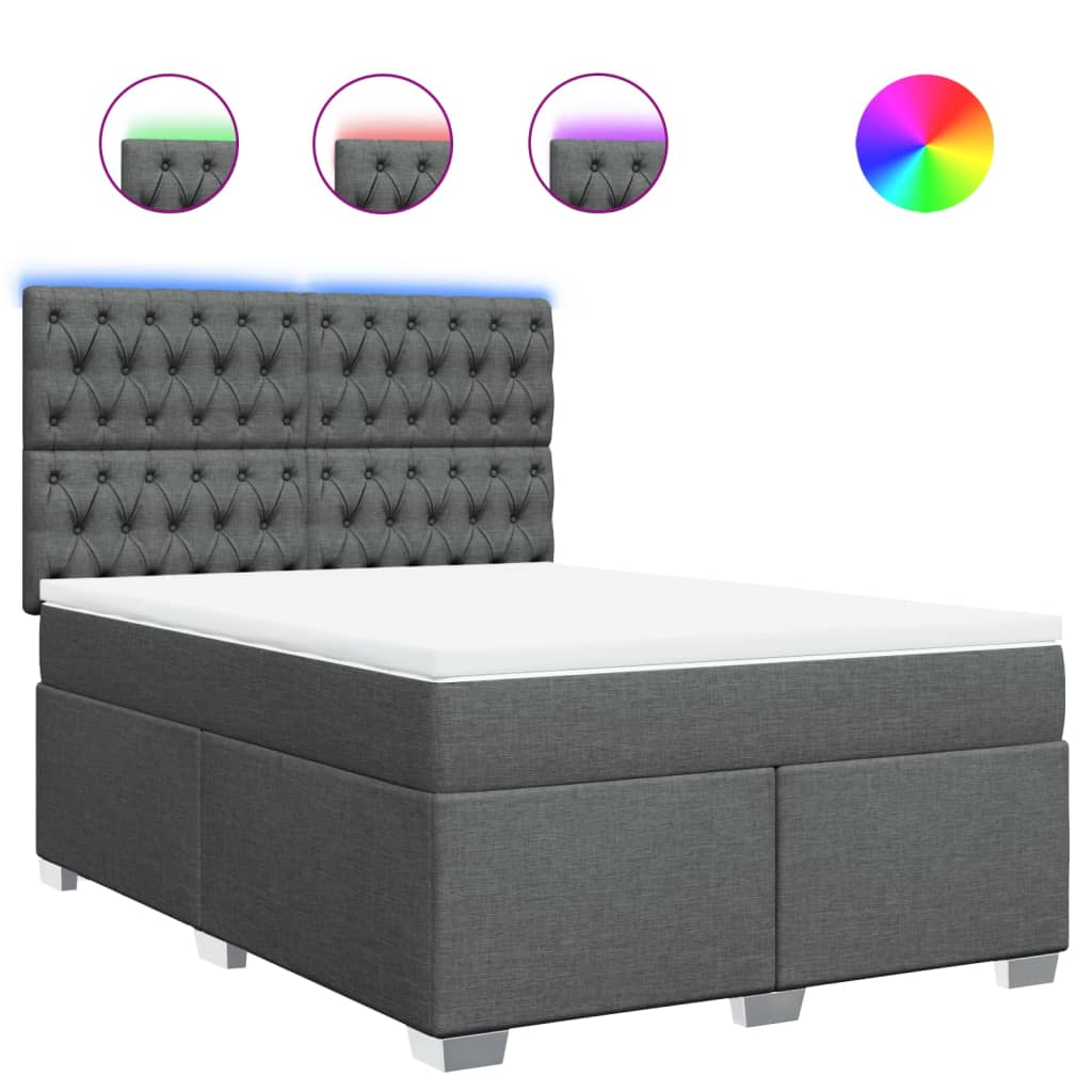 Κρεβάτι Boxspring με Στρώμα Σκούρο Γκρι 160x200 εκ Υφασμάτινο - Pakobazaar