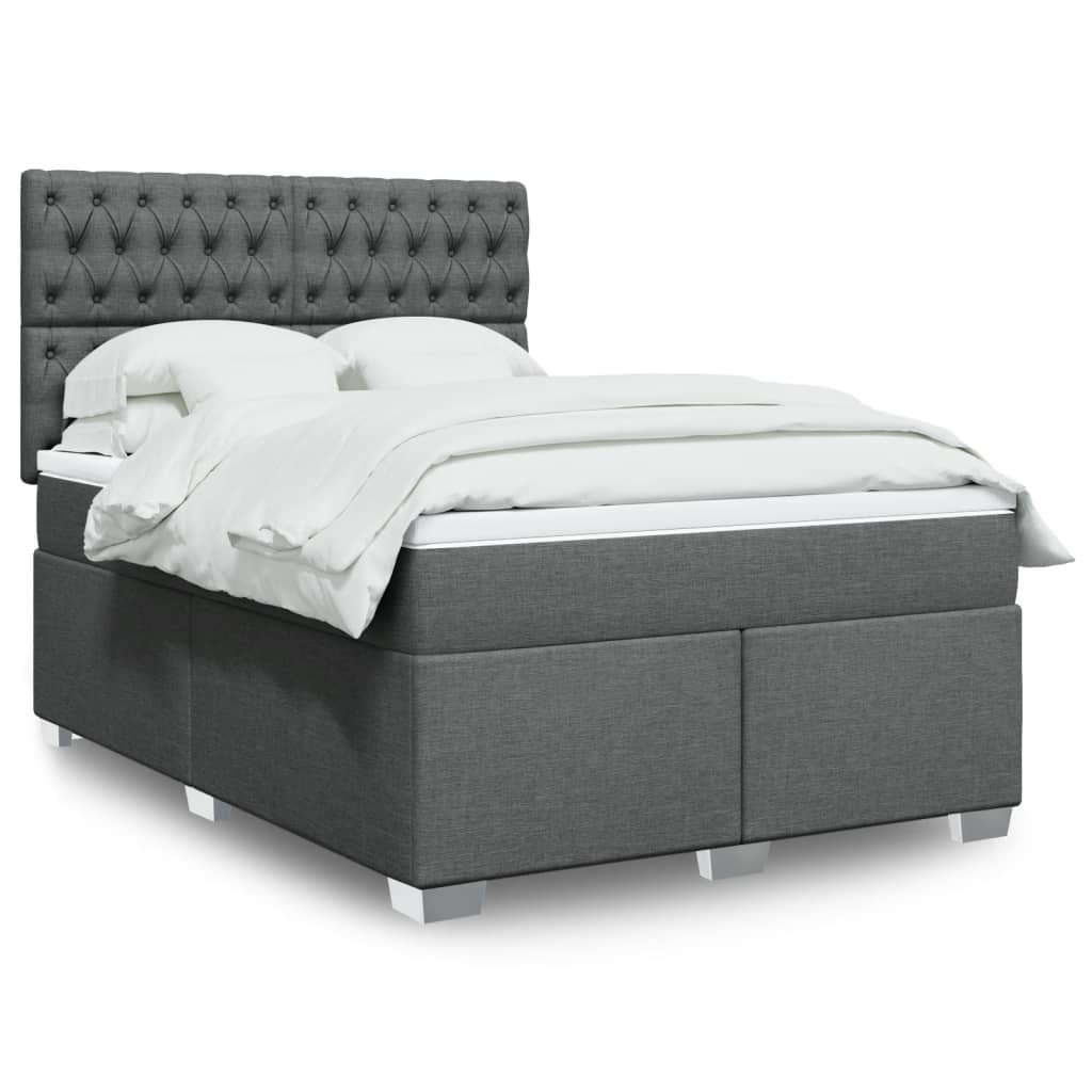Κρεβάτι Boxspring με Στρώμα Σκούρο Γκρι 160x200 εκ Υφασμάτινο - Pakobazaar