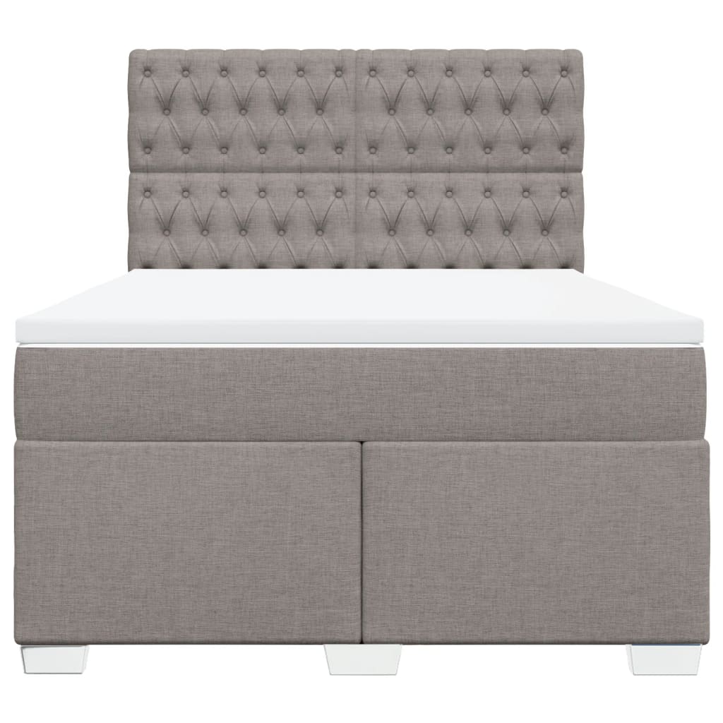 Κρεβάτι Boxspring με Στρώμα Taupe 160x200 εκ. Υφασμάτινο - Pakobazaar