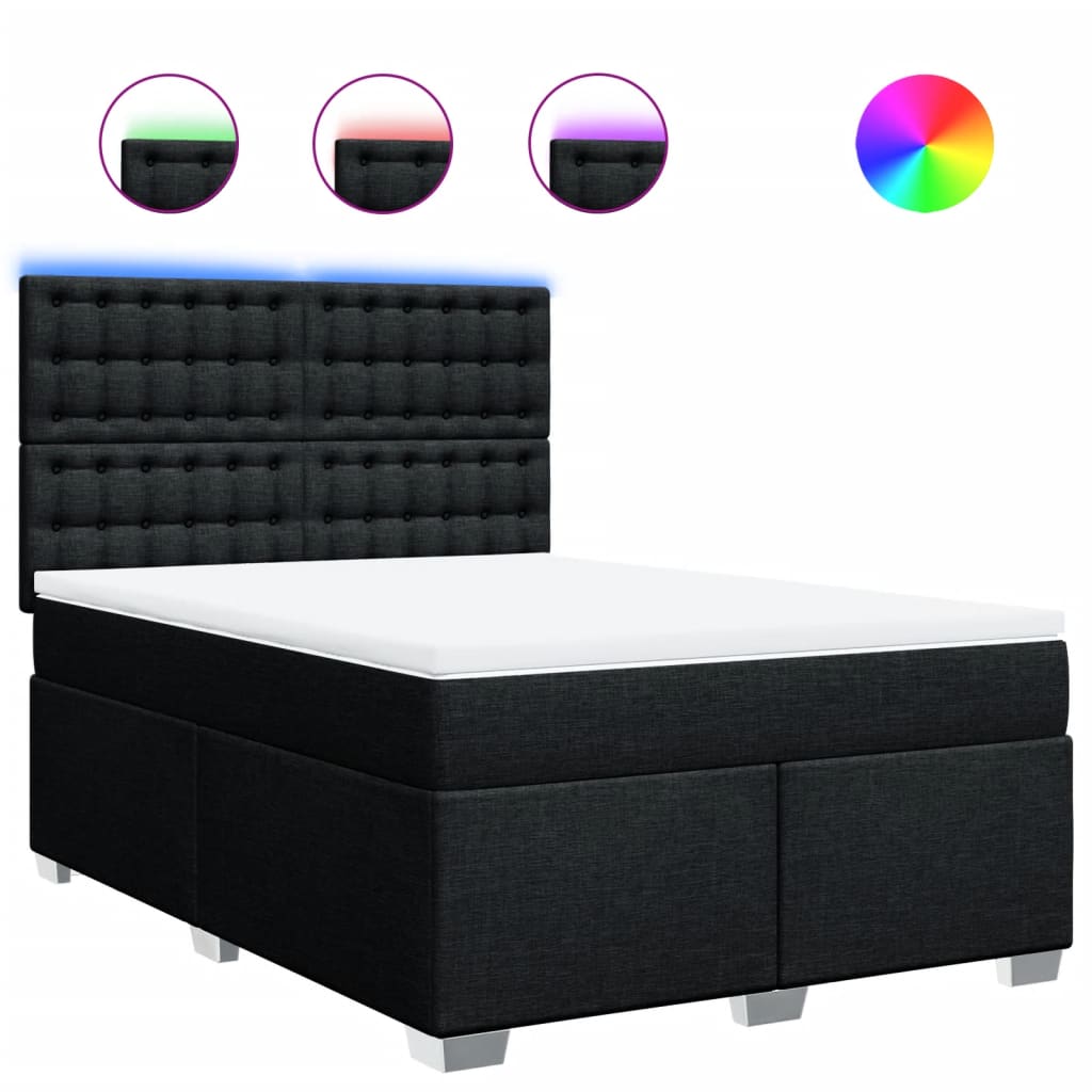 Κρεβάτι Boxspring με Στρώμα Μαύρο 160x200 εκ. Υφασμάτινο - Pakobazaar