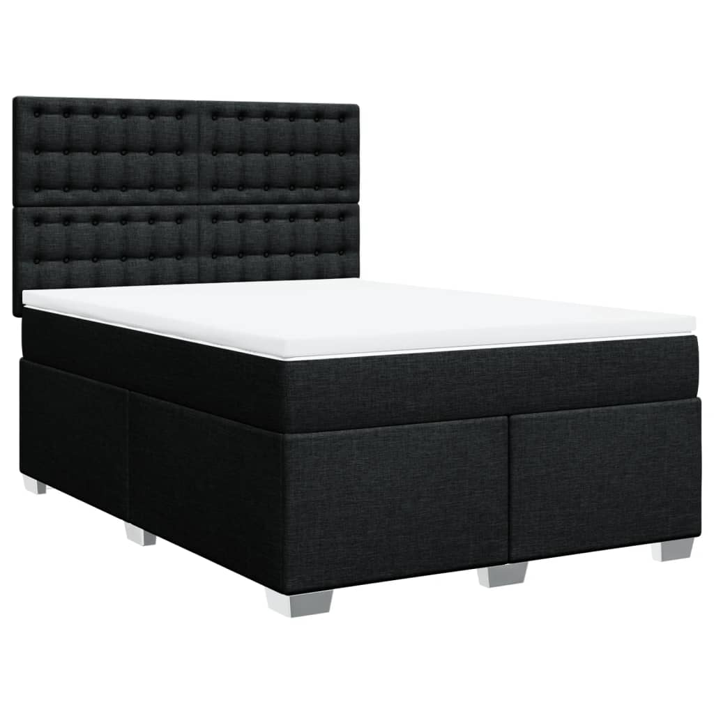 Κρεβάτι Boxspring με Στρώμα Μαύρο 160x200 εκ. Υφασμάτινο - Pakobazaar