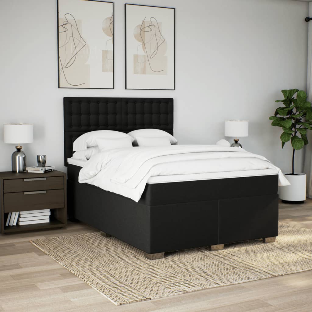 Κρεβάτι Boxspring με Στρώμα Μαύρο 160x200 εκ. Υφασμάτινο - Pakobazaar