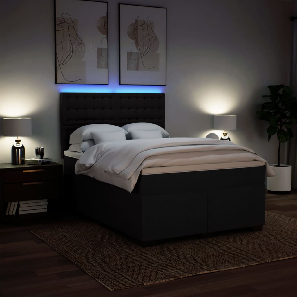 Κρεβάτι Boxspring με Στρώμα Μαύρο 160x200 εκ. Υφασμάτινο - Pakobazaar