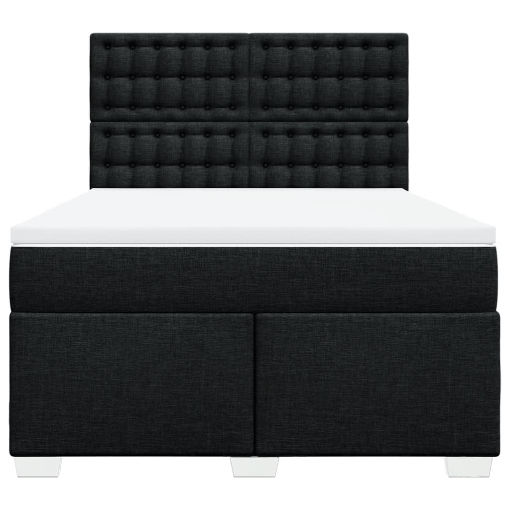 Κρεβάτι Boxspring με Στρώμα Μαύρο 160x200 εκ. Υφασμάτινο - Pakobazaar