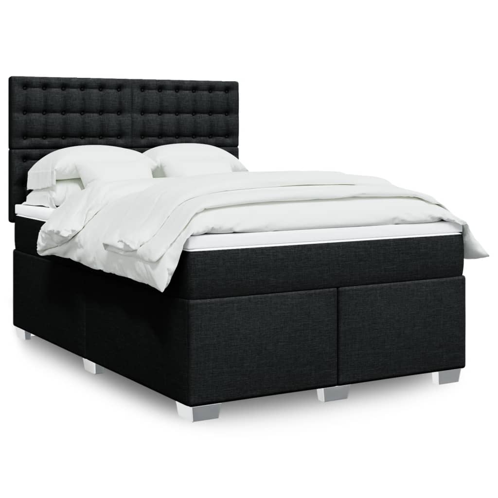 Κρεβάτι Boxspring με Στρώμα Μαύρο 160x200 εκ. Υφασμάτινο - Pakobazaar