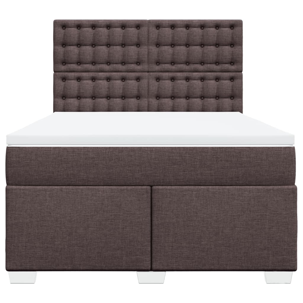 Κρεβάτι Boxspring με Στρώμα Σκούρο Καφέ 160x200 εκ Υφασμάτινο - Pakobazaar