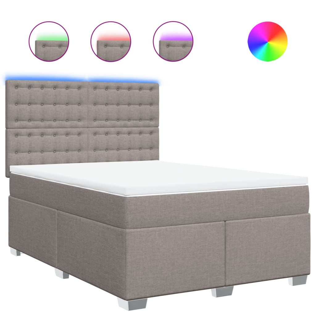 Κρεβάτι Boxspring με Στρώμα Taupe 160x200 εκ. Υφασμάτινο - Pakobazaar
