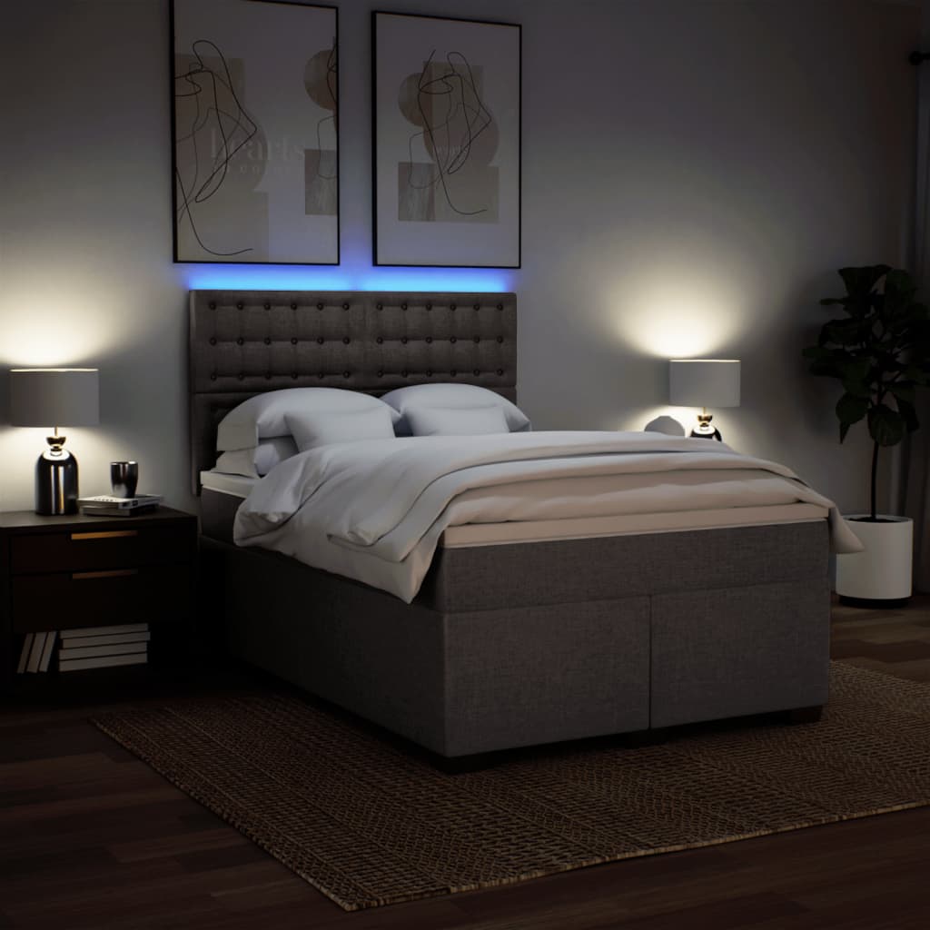 Κρεβάτι Boxspring με Στρώμα Taupe 160x200 εκ. Υφασμάτινο - Pakobazaar