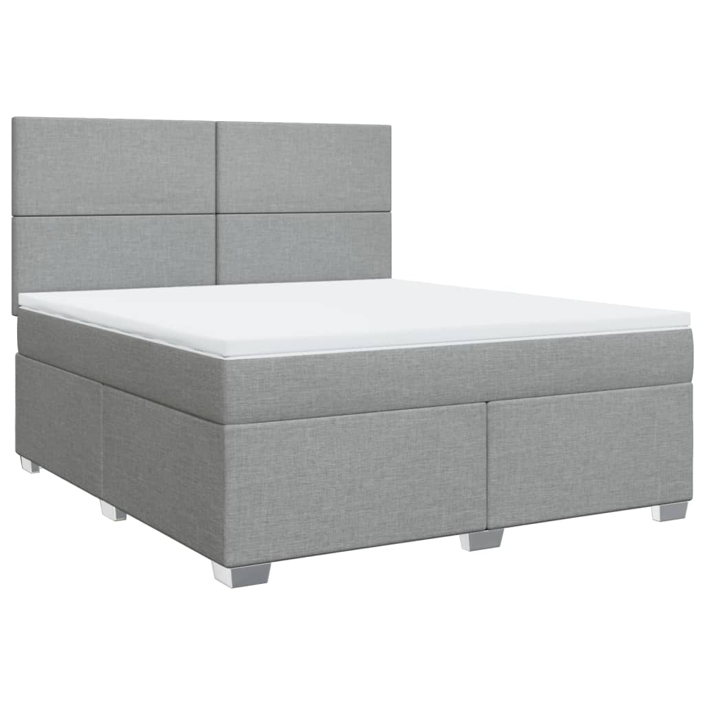 Κρεβάτι Boxspring με Στρώμα Ανοιχτό Γκρι 180x200 εκ. Υφασμάτινο - Pakobazaar