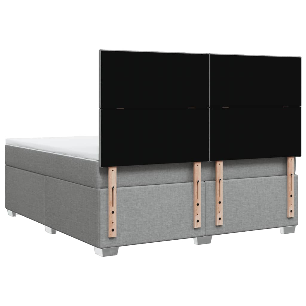 Κρεβάτι Boxspring με Στρώμα Ανοιχτό Γκρι 180x200 εκ. Υφασμάτινο - Pakobazaar