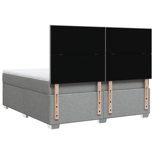 Κρεβάτι Boxspring με Στρώμα Ανοιχτό Γκρι 180x200 εκ. Υφασμάτινο - Pakobazaar