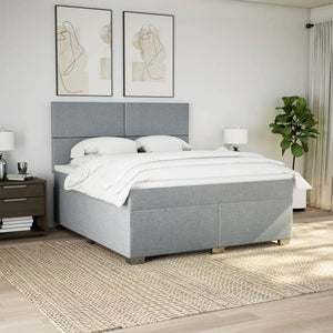 Κρεβάτι Boxspring με Στρώμα Ανοιχτό Γκρι 180x200 εκ. Υφασμάτινο - Pakobazaar
