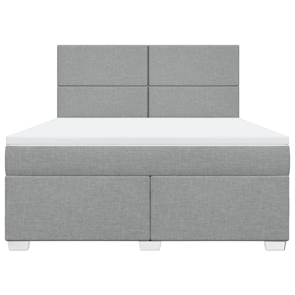Κρεβάτι Boxspring με Στρώμα Ανοιχτό Γκρι 180x200 εκ. Υφασμάτινο - Pakobazaar