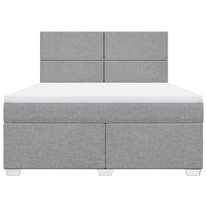 Κρεβάτι Boxspring με Στρώμα Ανοιχτό Γκρι 180x200 εκ. Υφασμάτινο - Pakobazaar