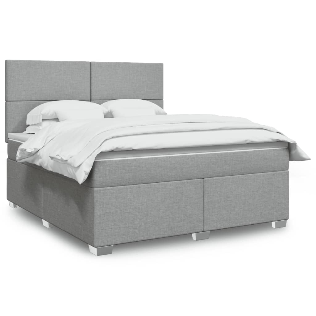 Κρεβάτι Boxspring με Στρώμα Ανοιχτό Γκρι 180x200 εκ. Υφασμάτινο - Pakobazaar