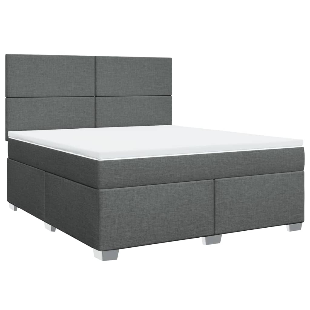 Κρεβάτι Boxspring με Στρώμα Σκούρο Γκρι 180x200 εκ Υφασμάτιν - Pakobazaar