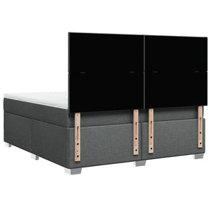 Κρεβάτι Boxspring με Στρώμα Σκούρο Γκρι 180x200 εκ Υφασμάτιν - Pakobazaar